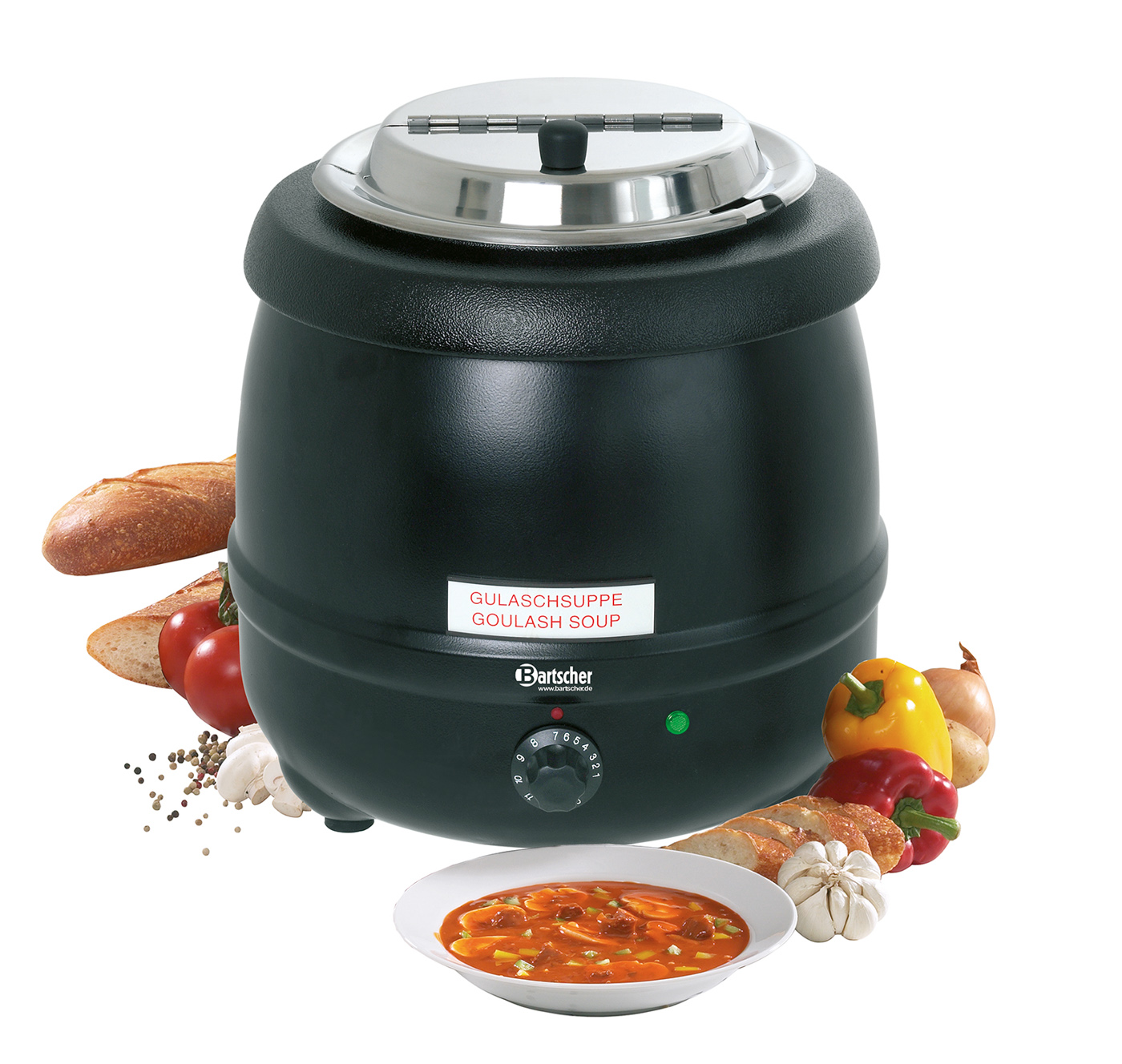 Bartscher Suppentopf Economicin der Farbe schwarz Kapazität 9 L, Höhe 3,7 cm Breite 3,6 cm Tiefe 3,3 cm Gewicht 3,9 kg