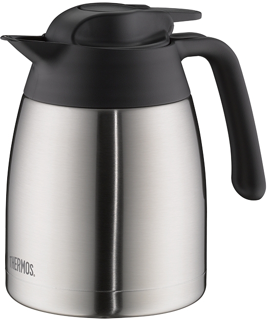 THERMOS Isolierkanne THV, Edelstahl 1 Liter, Maße: 18,4 x 12,6 x 18,9 cm. Kompromisslose Reinigung in der Spülmaschine.