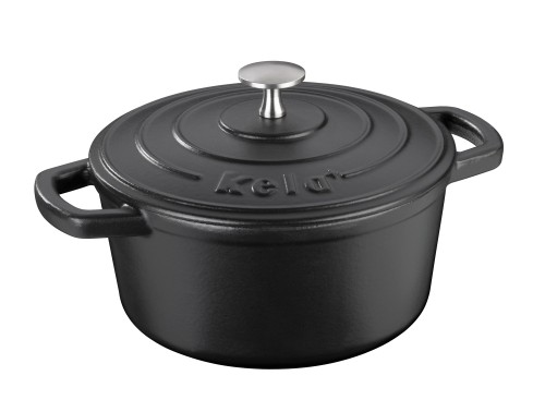 KELA Bräter Calido Gusseisen schwarz rund 10,0cm 21,0cmØ 2,5l