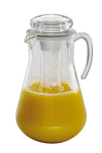Saftkanne MAJA, Inhalt: 3,0 Liter, Höhe: 290 mm, Durchmesser: 180 mm, mit Einsatz für Crushed Ice, transp. Kunststoff.