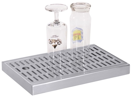 Tropfbleche aus Edelstahl, zum Aufsetzen auf die Theke, zum Abtropfen von Gläsern  Länge: 30 cm, Breite: 20 cm