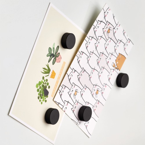 Magnet-Set, 4-tlg., extra stark, schwarz. Ø: 23 mm. Höhe: 9 mm.