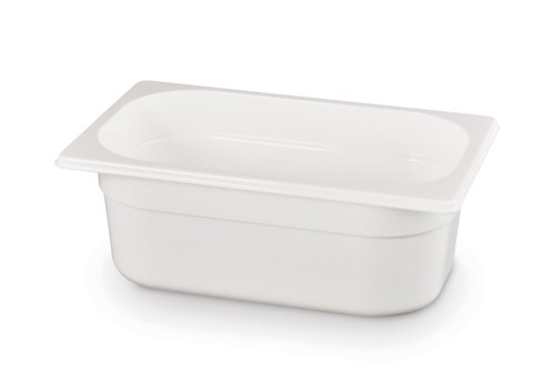 Gastronorm-Behälter 1/4, Höhe 100mm, aus weißem Polycarbonat in Profi Qualität.