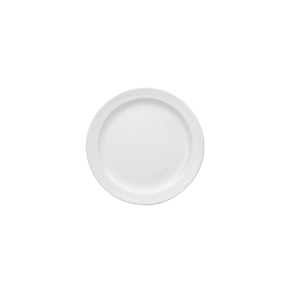 Teller flach 15 cm - Form: System - weiss - aus, Porzellan. Hersteller: Eschenbach. "Made in, Germany".