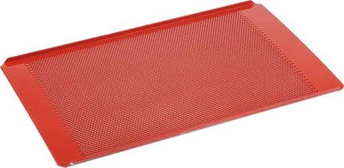 GN 1/1 Backblech 53 x 32,5 cm, H: 1 cm Aluminium, Silikon beschichtet gelocht Ø 3 mm Materialstärke 1,5 mm