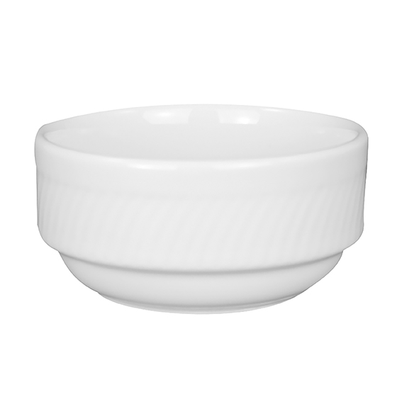 Schüssel rund stapelbar 8 cm - Form: Swing Time -, weiss - aus Porzellan. Hersteller: Eschenbach., "Made in Germany".