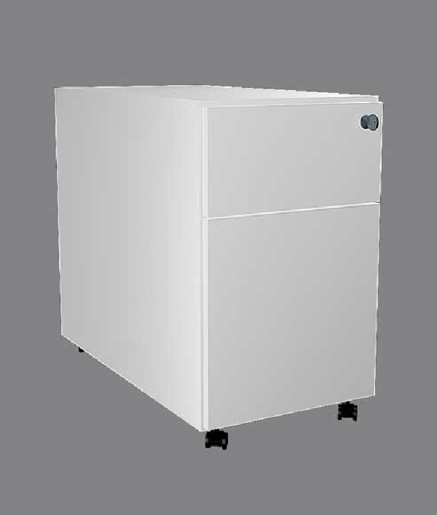 Rollcontainer MODUS, Farbe: lichtgrau, Maße: 42 x 80 x 58 cm, mit Zentralschloss, 1 Stahlschublade, 1 Hängeregistraturauszug,