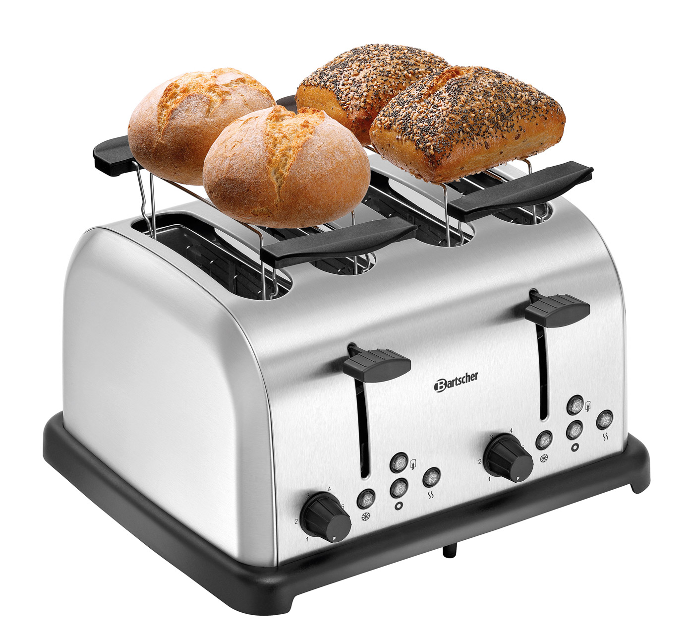 Bartscher Toaster TBRB40 | Kontrollleuchte:Auftauen ,Aufwärmen ,Bagel toasten ,Toasten |Maße: 32,5 x 28 x 17,0 cm.