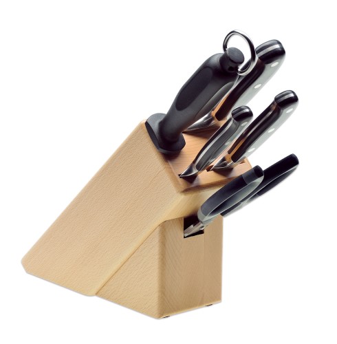 Messerblock Buche hell 5-teilig bestückt BestCut Giesser - Made in Germany