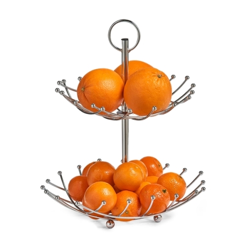 Zeller Obst-Etagere, 2-lagig, Metall verchromt Ø28,5x36 cm