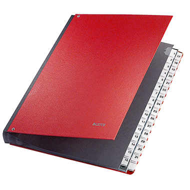 Leitz Pultordner DIN A4 1-31 Graupappe, Polypropylen kaschiert rot 32 Fächer