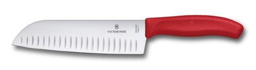 Victorinox Swiss Classic Santokumesser Kullenschliff, 17 cm, rot, Geschenkschachtel