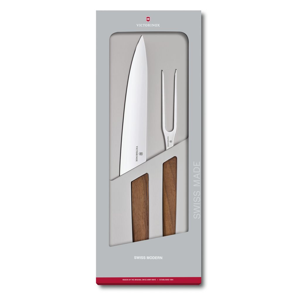 Victorinox Swiss Modern Tranchier-Set, 2-teilig, Nussbaum, Geschenkschachtel