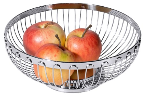 Brot-/ Obstkorb, rund aus Edelstahl, hochglänzend, extra schwere Qualität Durchmesser: 20,5 cm, Höhe: 9 cm