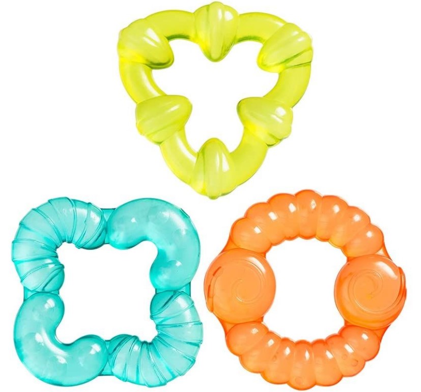 Playgro Beißring-Set 3-teilig in den Farben blau, grün und orange