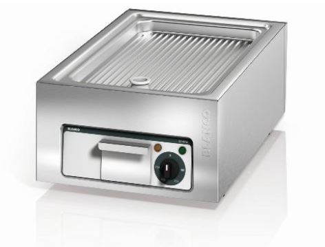 BLANCO COOK Grillplatte, gerillt, inkl. Fettablauf-Stopfen, extrem leistungsstark von +80 bis +250 °C, Nutzfläche: 506 x 304 mm davon 435 x