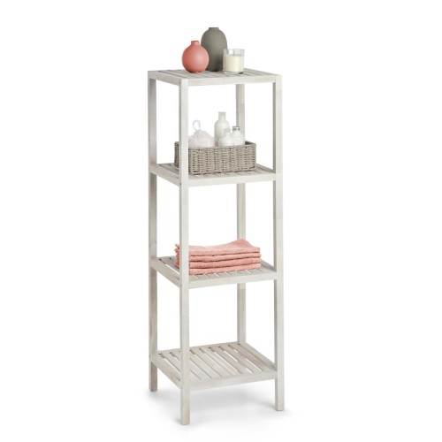 Standregal m. 4 Ablagen, Walnussholz, naturweiß / Maße: 36x36x112 cm