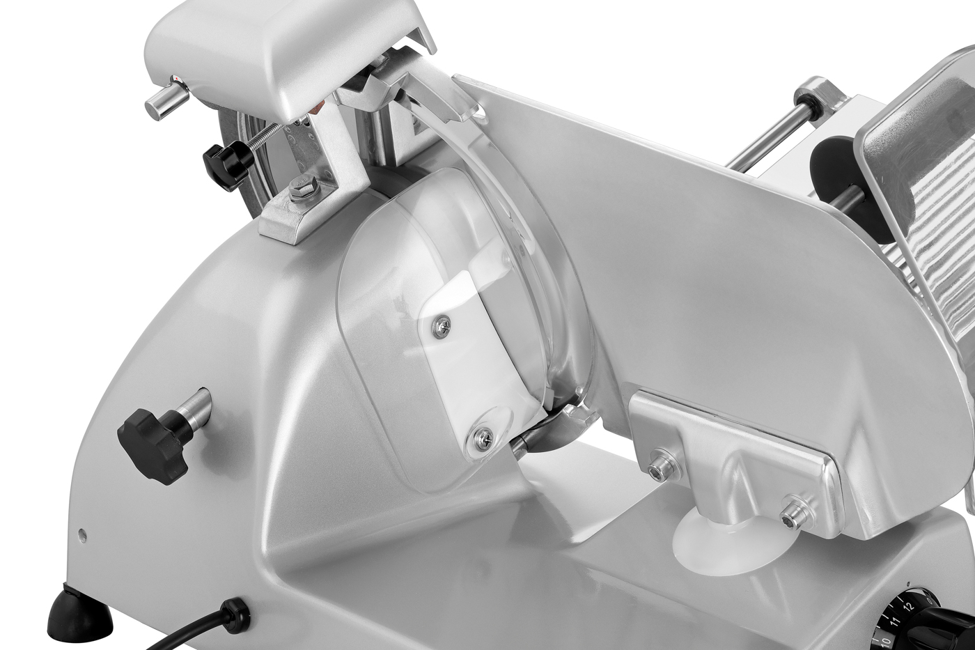 Bartscher Aufschnittmaschine 195 Plus |Ausführung Schlitten: 2 Griffe ,Abnehmbar | Maße:33,5 x 44 x 34,0 cm. Gewicht: 11,2 kg