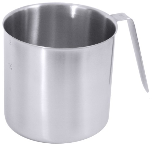 Maß, zylindrisch aus Edelstahl 18/10, mit Schüttrand, innen und außen graduiert, mit Maßzahlen außen, extra schwere Qualität Volumen: