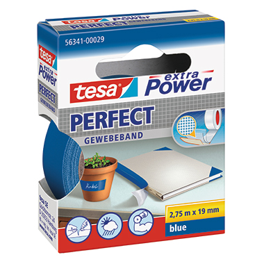 tesa® Gewebeband extra Power® Perfect Innenbereich, Außenbereich 19 mm x 2,75 m (B x L) blau