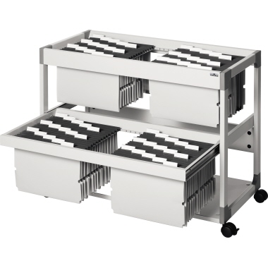DURABLE Hängemappenwagen SYSTEM FILE TROLLEY 200 MULTI DUO 89,7 x 71,5 x 43,2 cm (B x H x T) Holz/Polyamid/PVC/Stahl, pulverbeschichtet grau