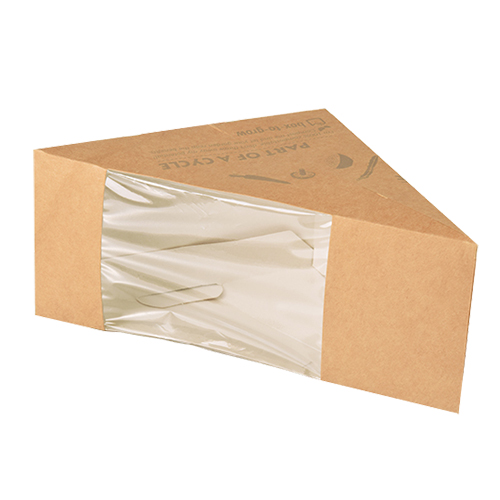 50 Sandwichboxen, Pappe mit Sichtfenster aus PLA 12,3 cm x 12,3 cm x 8,2 cm braun von PAPSTAR