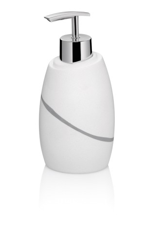 Kela Seifenspender Talus aus Polyresin, weiß, Höhe ca. 160mm, Ø 75mm , Inhalt: 0,3 L
