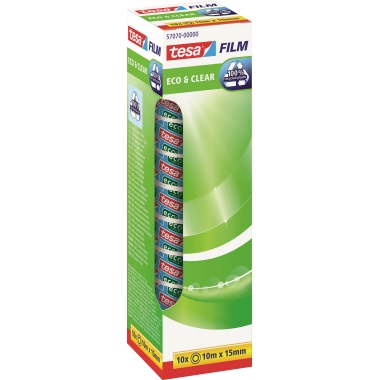 tesa® Klebefilm tesafilm® Eco  Clear 15 mm x 10 m (B x L) nicht beidseitig klebend ohne Lösungsmittel Polypropylen 10 Rl./Pack.