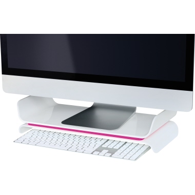 Leitz Monitorständer Ergo WOW 48,3 x 11,2 x 20,9 cm (B x H x T) höhenverstellbar ABS Kunststoff pink/weiß