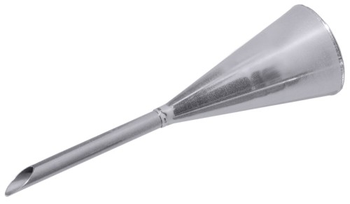 Berliner Tülle aus Edelstahl, fugenlos, eignet sich zum Füllen von Hefeballen, Trüffelkugeln etc. Durchmesser maximal: 2,5 cm,