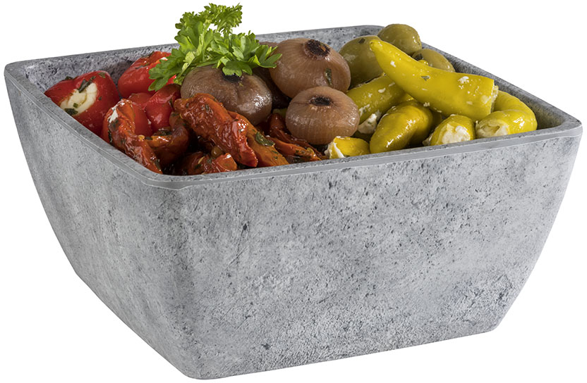 Schale -ELEMENT- 19 x 19 cm, H: 9 cm Melamin, 1,5 Liter Farbe: Betonoptik spülmaschinengeeignet stapelbar nicht