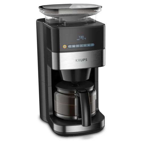 KRUPS Grind Aroma Kaffeemaschine mit Mahlwerk 1.25 L Automatisches Mahlen und Aufbrühen für 10-15 Tassen Einfach zu reinigendes Kegelmahlwerk