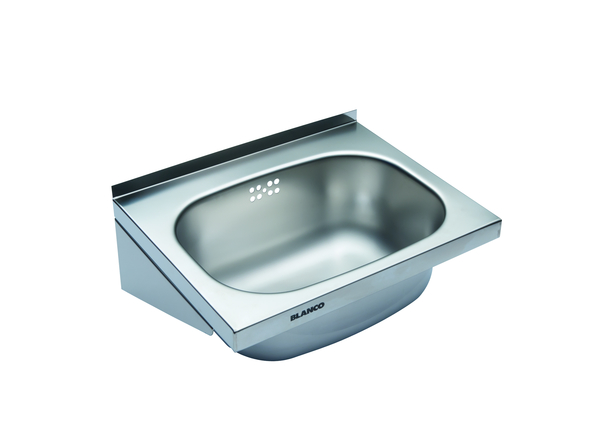 BLANCO Handwaschbecken ohne angeschweißten Dreieckskonsolen, 3-seitig 30 mm abgekantet, hinten 20 mm aufgekantet