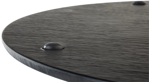 Tablett -SLATE- Ø 40 cm, H: 1 cm Melamin, schwarz, Schieferlook mit Antirutsch-Füßchen spülmaschinengeeignet stapelbar nicht