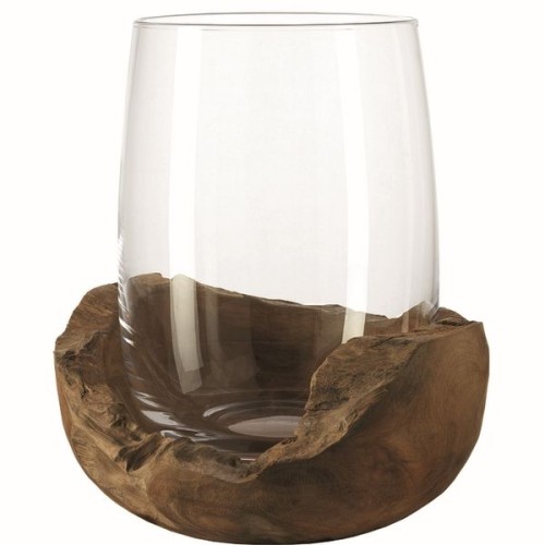 LEONARDO Windlicht 27 mit Teaksockel