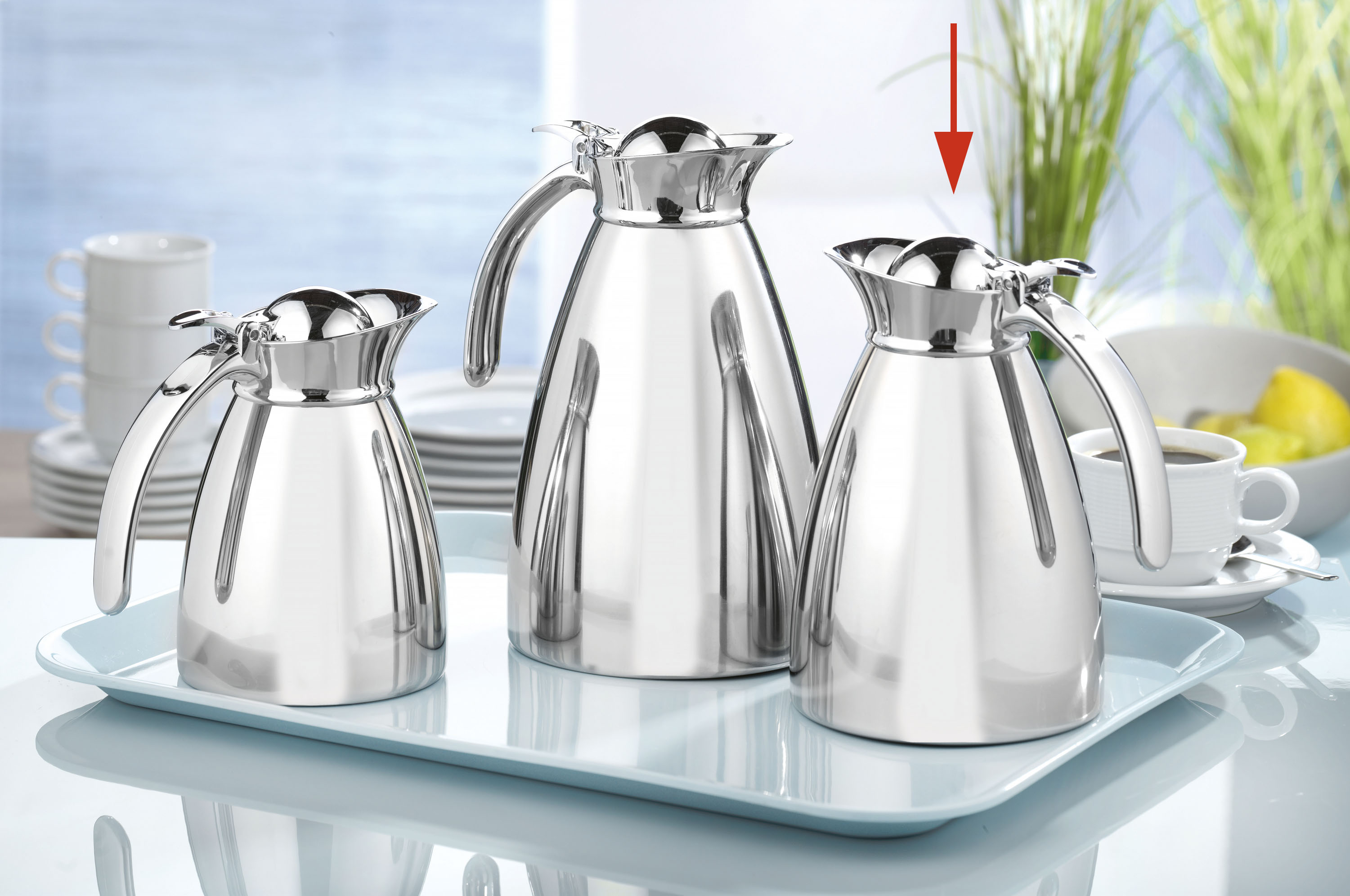 Isolierkanne EMPIRE, Inhalt: 1,0 Liter, Höhe: 178 mm, aus Edelstahl 18/10, doppelwandig, unzerbrechlich, spülmaschinengeeignet,