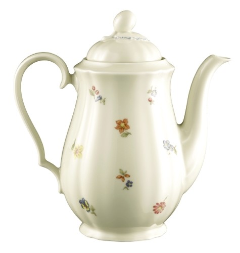 Seltmann Kaffeekanne 6 Personen, Form: Marieluise, Glasur: elfenbein, Dekor: 44714 Blütenmeer