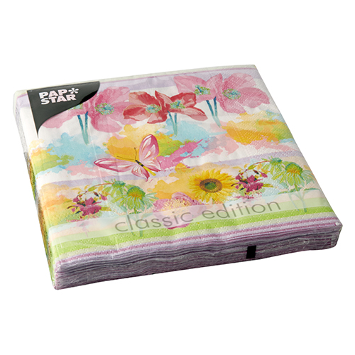 20 Servietten, 3-lagig 1/4-Falz 33 cm x 33 cm "Fleuri" von PAPSTAR