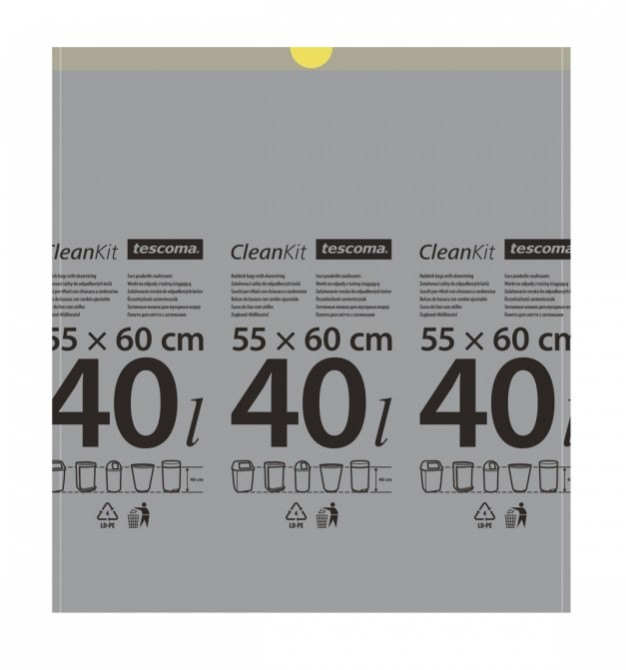Tescoma Zugband-Müllbeutel CLEAN KIT Kapazität: 40 L, 15 Stk. Maße: 55 x 60 cm.