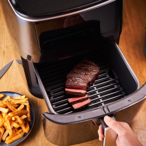 Easy Fry Grill & Steam, 3-in-1, Gesundes Kochen, Heißluftfritteuse + Grill + Dampfgarer, 7 Automatische Programme, Einstellbare Temperatur,
