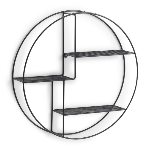 Wandregal, Metall lackiert, Ø55x12 cm. Farbe: schwarz. Der Industrial Style steht für klare Linien, kühle Farben und Funktionalität.