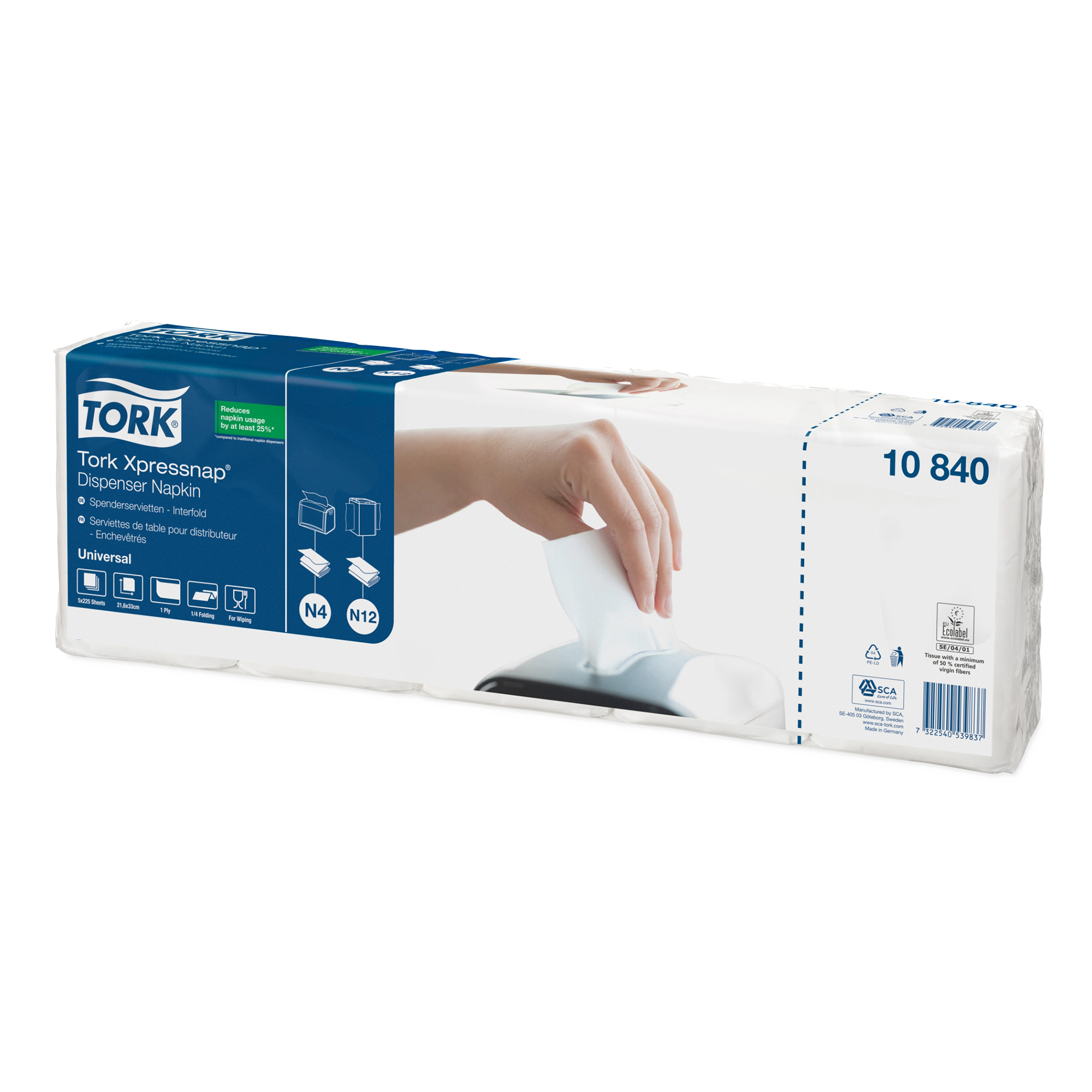 Tork Universal Spenderservietten N4 21,6x33cm, 1lg hochweiß, 8x1125 Stück EU Flower Isega