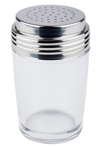 Multistreuer / Gewürzstreuer Ø 6,5 cm, H: 12 cm Glas, 200 ml Deckel aus 18/8 Edelstahl mit Schraubverschluss Lochgröße: Ø 2