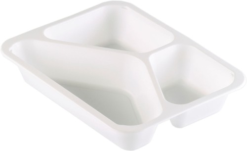 Duni PP-Schale Caterline 227 x 178 x 40 mm Weiß 3-Teilung, 216 Stk/Krt (1 x 216 Stk)