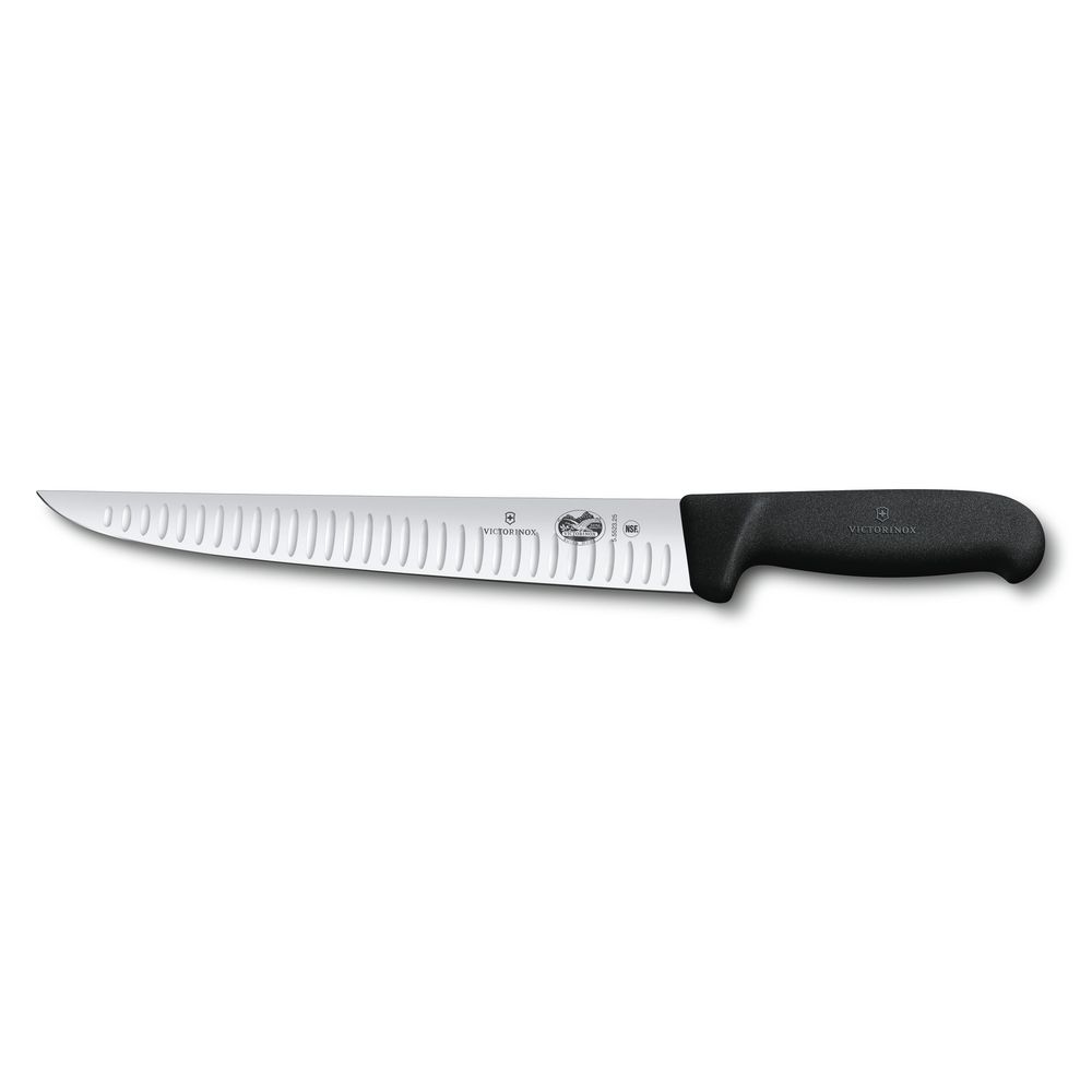 Victorinox Fibrox Stechmesser, Kullenschliff, gerade Klinge, 25cm, schwarz