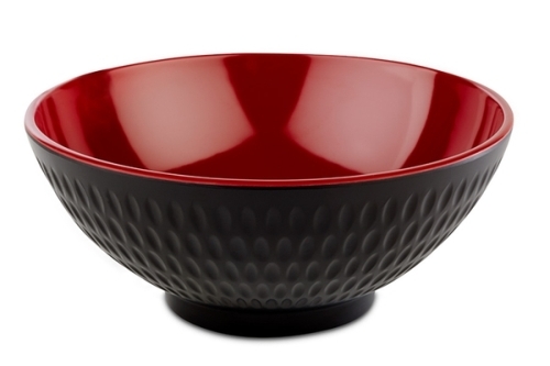 Schale -ASIA PLUS- Ø 16 cm, H: 7 cm, 0,6 Liter Melamin innen: rot, glänzend außen: schwarz, matt spülmaschinengeeignet