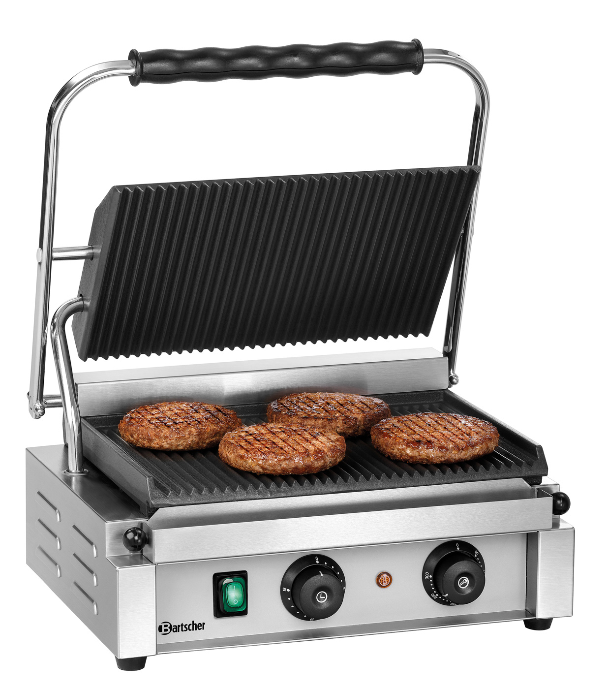 Bartscher Kontaktgrill "Panini-T" 1R |Programmierung: - | Maße: 41 x 40 x 20,0 cm.Gewicht: 18,4 kg