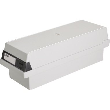 HAN Karteikasten 13,3 x 12,1 x 35,7 cm (B x H x T) DIN A7 quer 1.300 Karten Polystyrol lichtgrau 2 Stützplatten