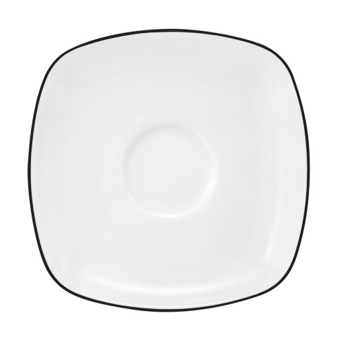 Seltmann Teeuntere eckig 13 cm, eckig, Form: Lido, Dekor: 10826 Black Line, hohe Kantenschlagfestigkeit, Made in Germany