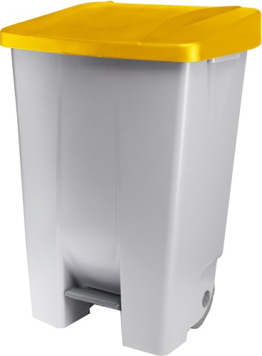 Tretabfallbehälter. Polyethylen. mit Fußpedal und 2 Rollen.